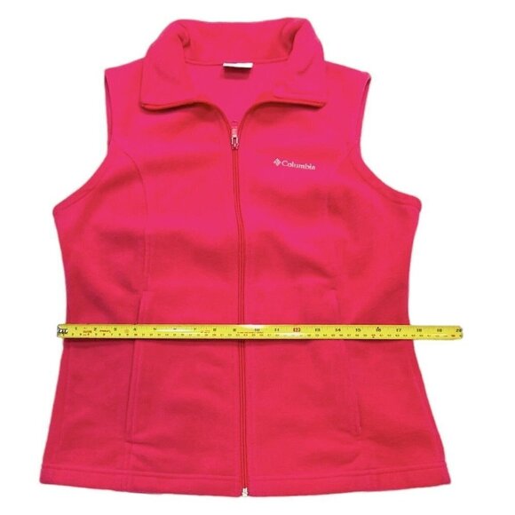 COLUMBIA Pink Fleece Vest Women's Small Full Zip w/Zip Pockets Autumn Outdoors - Picture 11 of 14